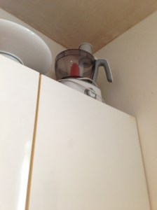 The food processor on its lofty perch